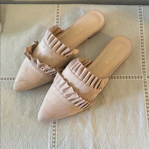 Chase + Chloe Beige Ruffle Mules